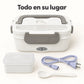 Lonchera eléctrica LOTUS gris con recipiente extra, cuchara y cable de corriente