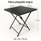 Guía de medidas de la mesa plegable negra: 60 x 60 x 70 cm