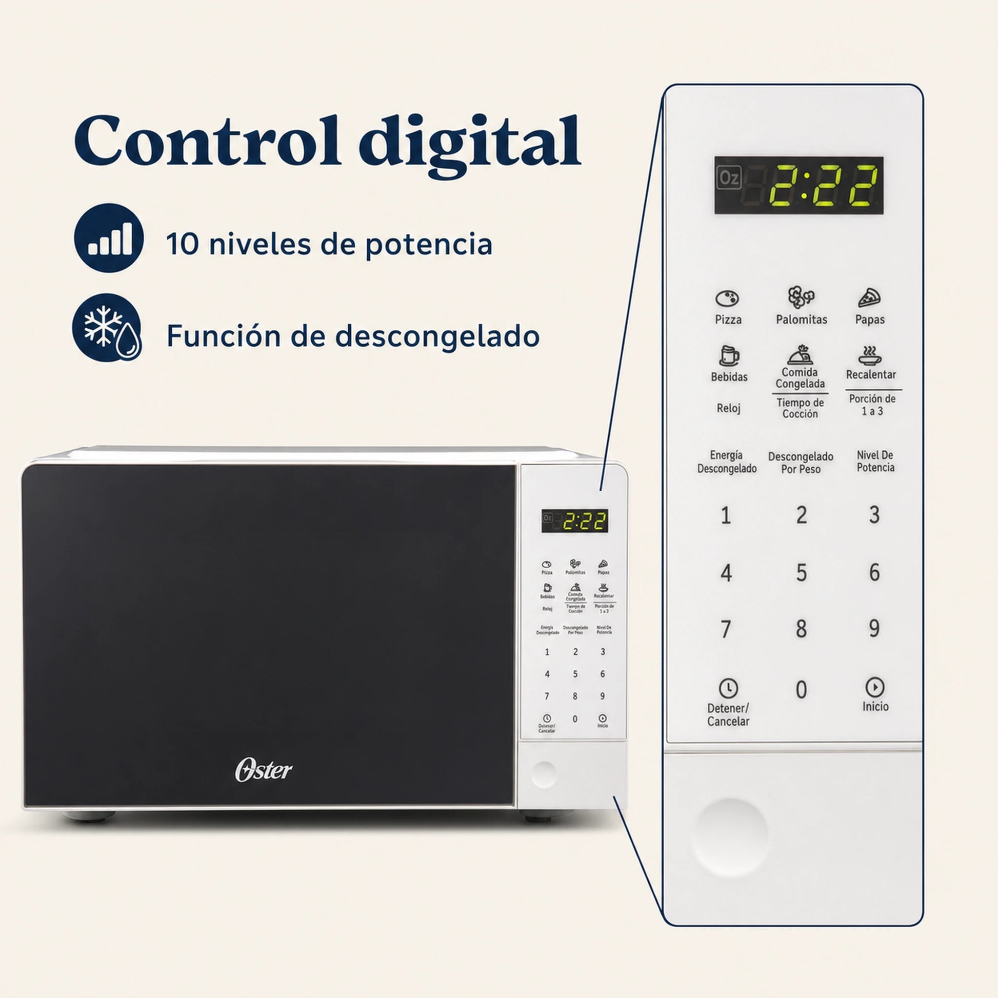 Panel de control digital del microondas Oster OGGE3701