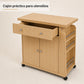 Cajón abierto del carrito auxiliar de cocina Madera Beige