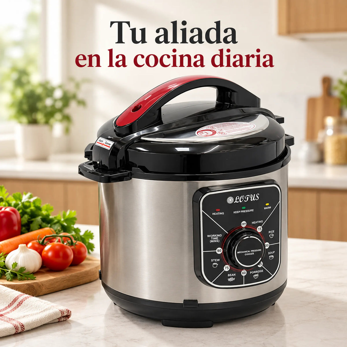 Olla de presión eléctrica multifuncional 6 en 1 de 6 litros – en la cocina de uso diario