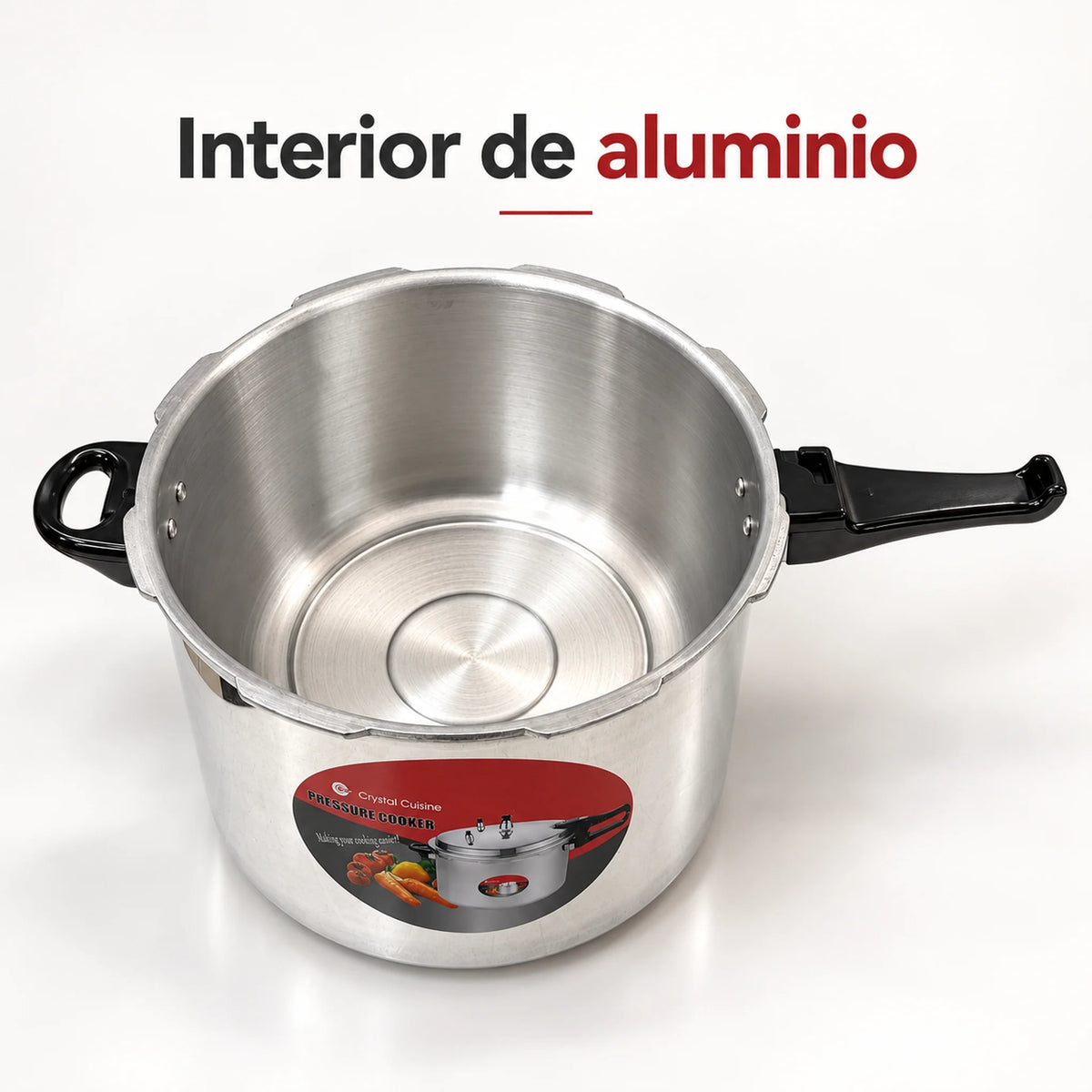Olla de presión de aluminio de 9 litros – interior de la olla