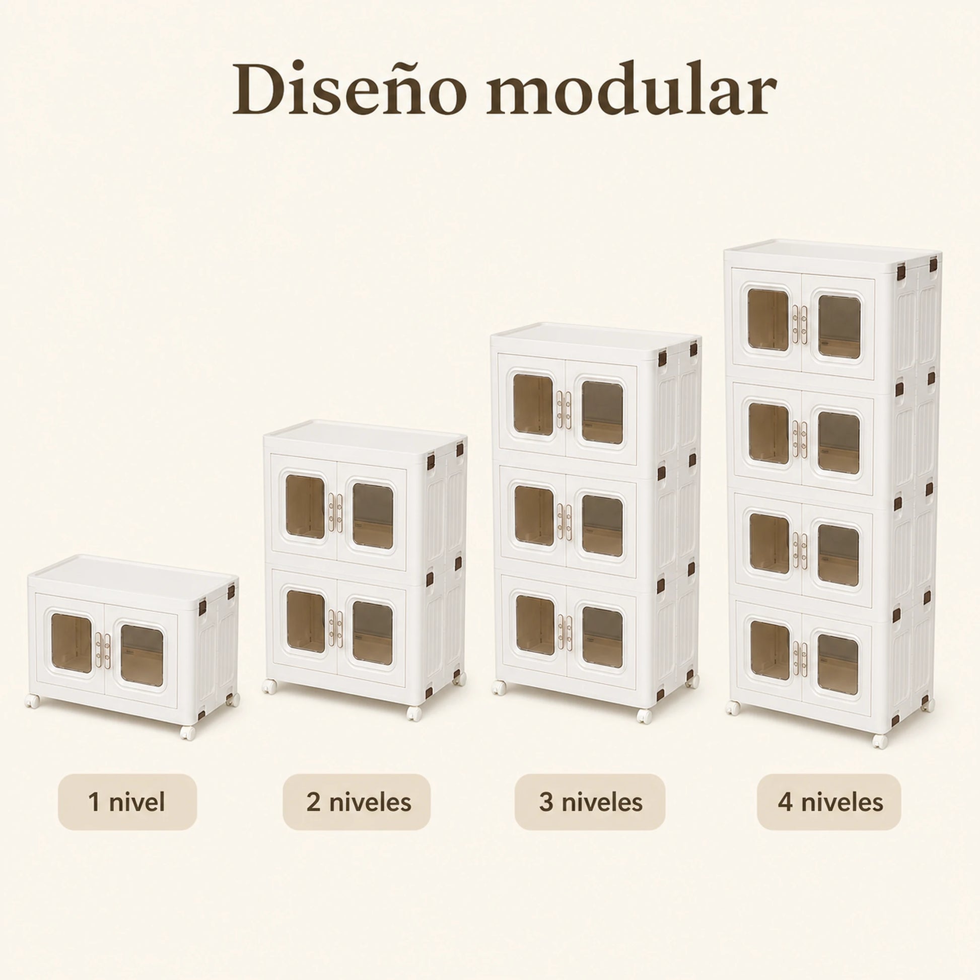 Configuraciones del organizador modular de plástico armado con 1 a 4 niveles