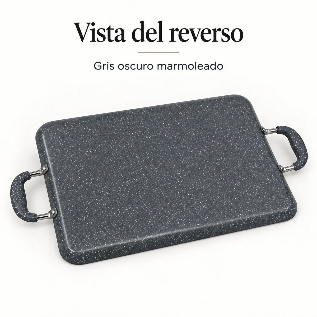 Reverso y base de la plancha doble ROCA en color Gris Oscuro Marmoleado