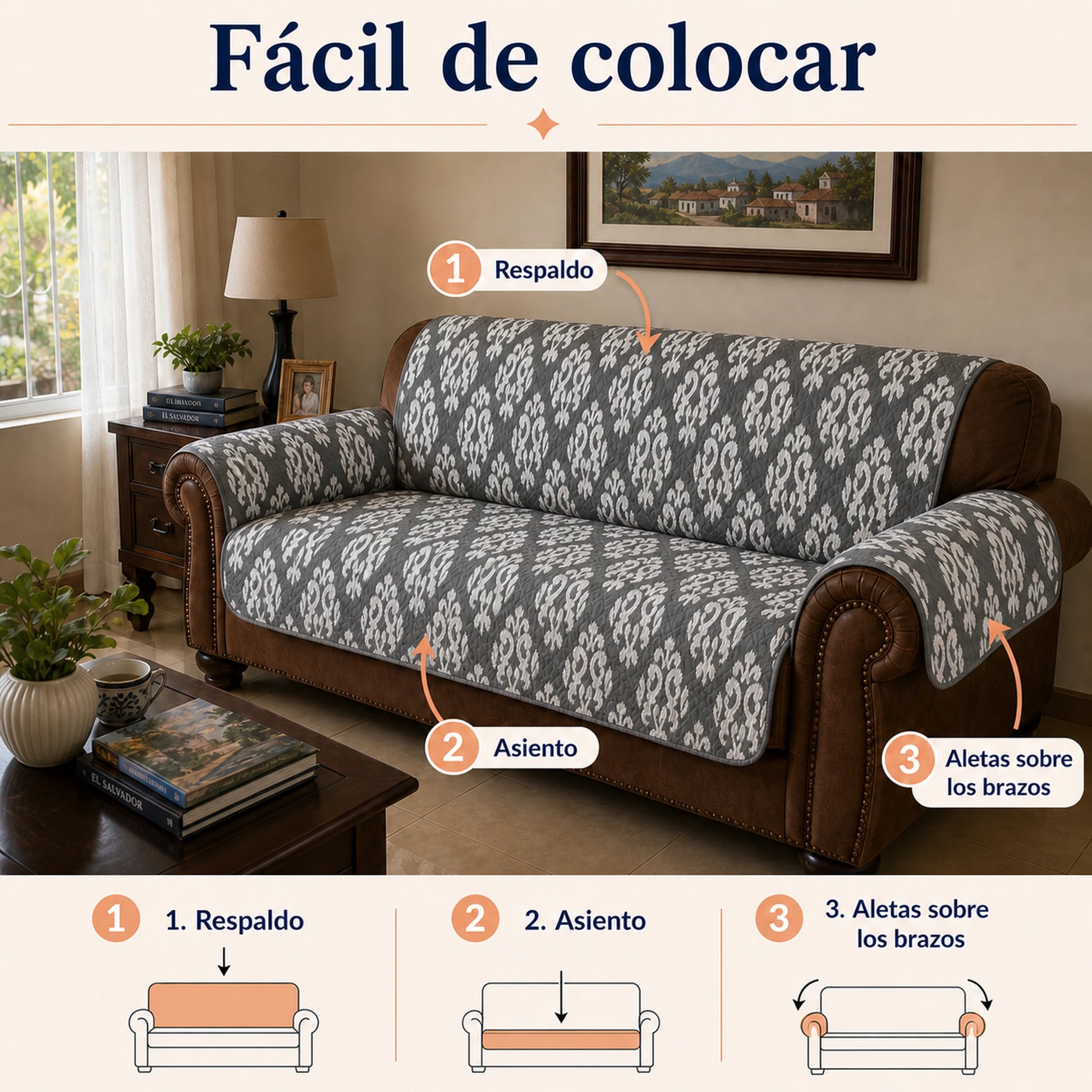 Protector de sofá Cádiz, fácil de colocar sobre el mueble