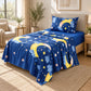 Juego de sábanas semimatrimonial 1.20 m, diseño Lunas y Estrellas Azul Marino – en un dormitorio