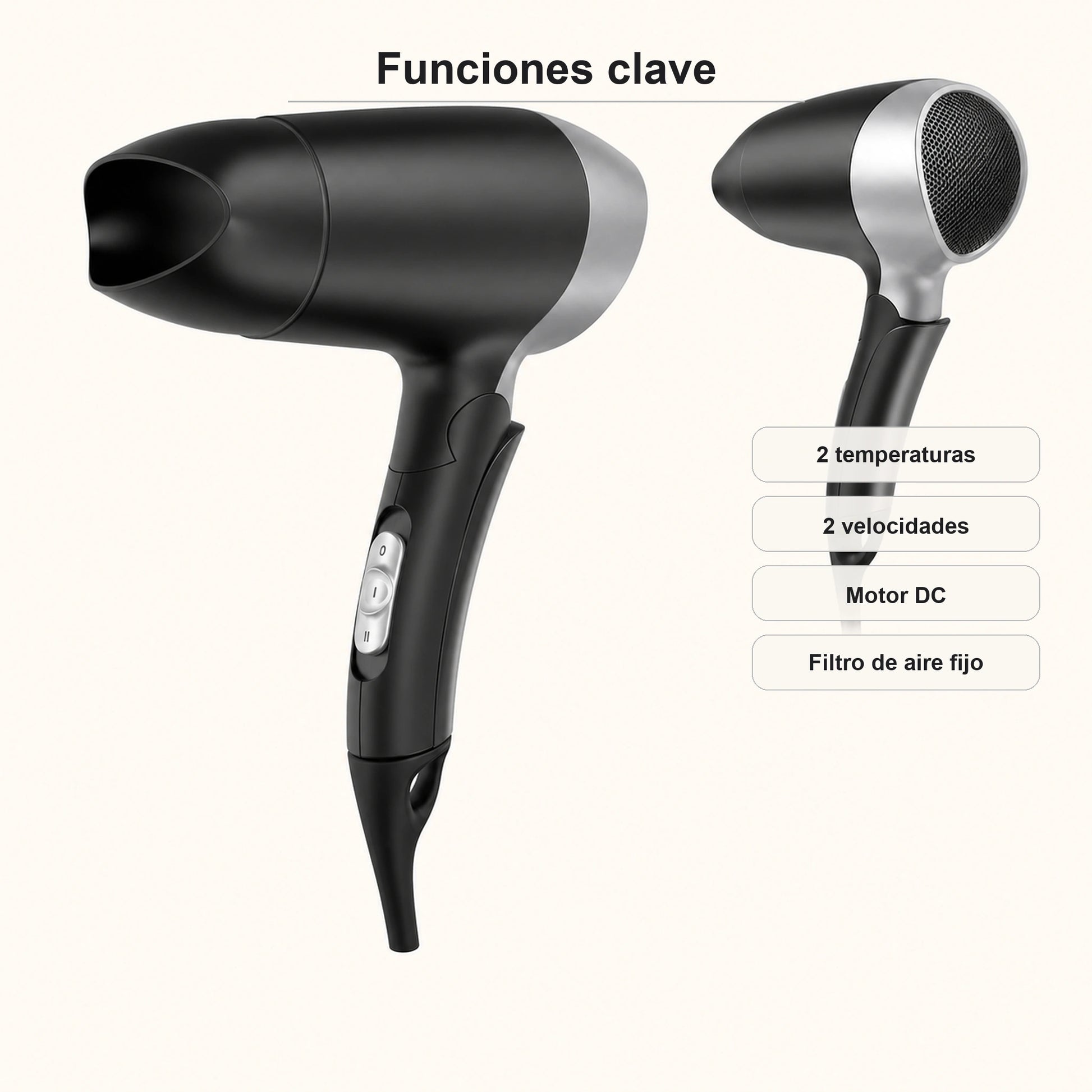 Funciones clave del secador de viaje Remington D2400
