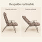 Silla reclinable Taupe mostrando las distintas posiciones de respaldo ajustable