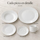 Piezas individuales de la vajilla de porcelana Lotus, diseño Blanco Clásico