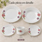 Piezas individuales de la vajilla de porcelana Lotus, diseño Peonías Románticas