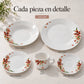 Piezas individuales de la vajilla de porcelana Lotus, diseño Lirio Coral