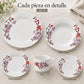 Piezas individuales de la vajilla de porcelana Lotus, diseño Flor de Cerezo