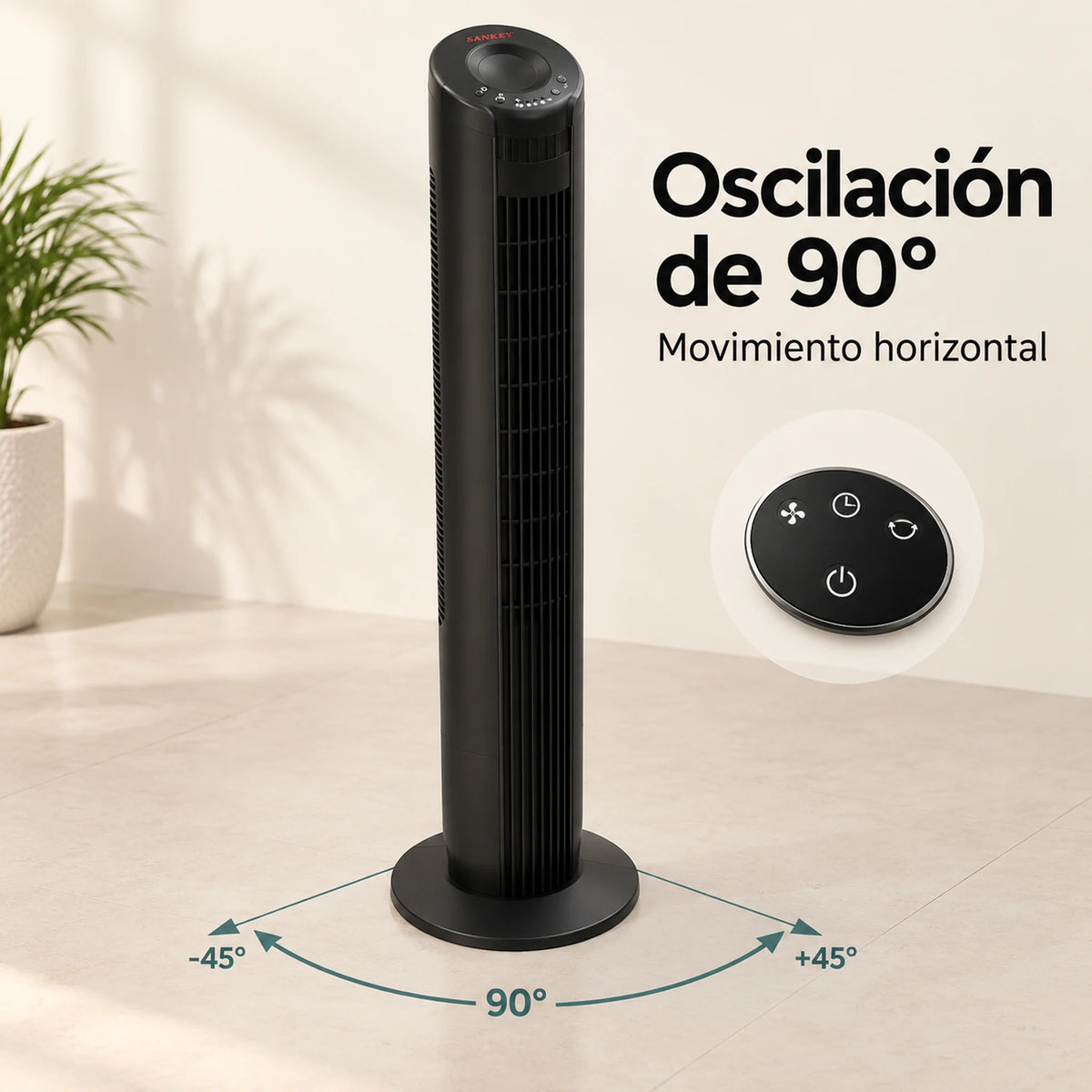 Ventilador de torre Sankey con oscilación de 90 grados