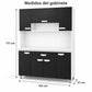 Alacena de cocina 7 puertas y 1 gaveta color Negro/Blanco – medidas: 171 cm de alto, 124 cm de ancho y 37 cm de profundidad
