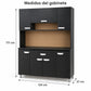 Alacena de cocina 7 puertas y 1 gaveta color Negro/Wengué – medidas: 171 cm de alto, 124 cm de ancho y 37 cm de profundidad