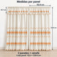 Par de cortinas bordadas satinadas con cenefa, fondo cream con bordado naranja coral – medidas: cada panel 152.4 x 228.6 cm, cenefa de 45.7 cm