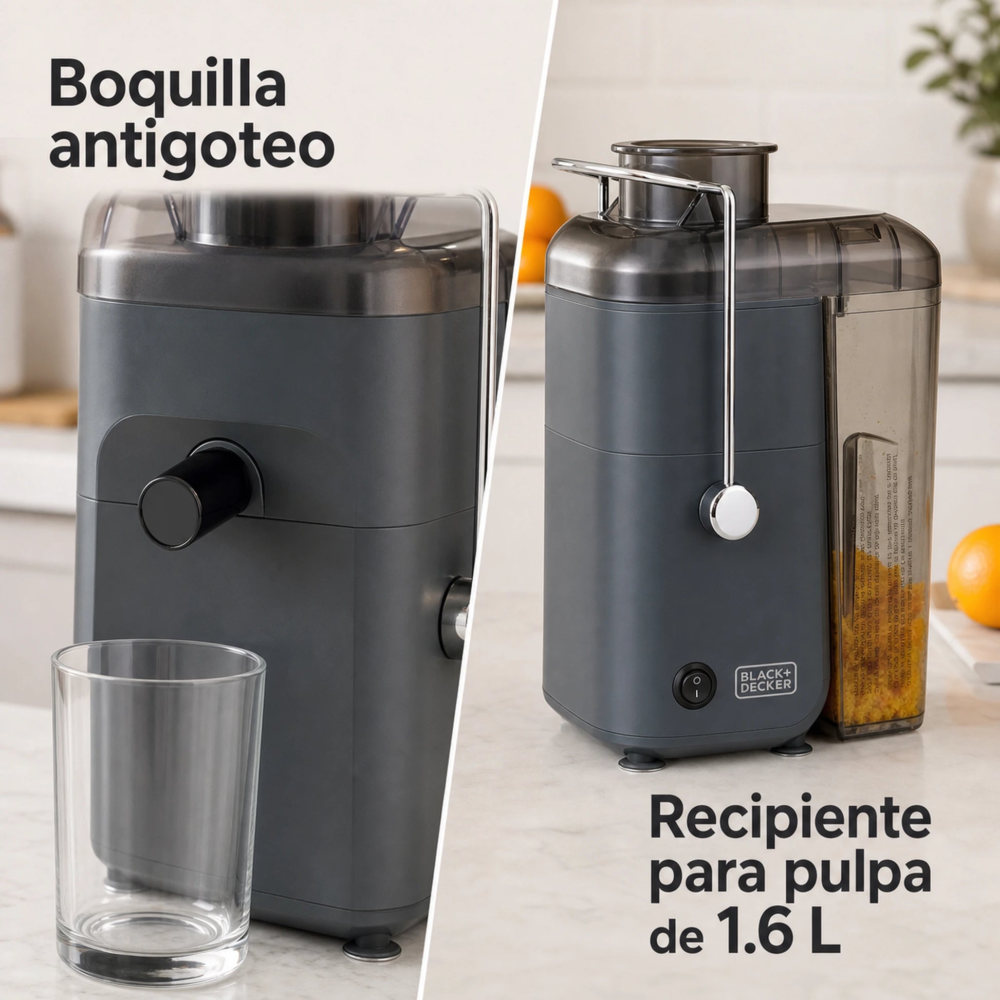 Boquilla antigoteo y recipiente para pulpa de 1.6 litros