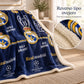 Frazada reversible piel de oveja, diseño Real Madrid, textura del lado tipo piel de oveja