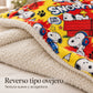 Frazada reversible piel de oveja, diseño Snoopy, textura del lado tipo piel de oveja