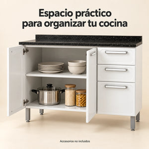 Gabinete de cocina de acero 120 cm – espacio para guardar ollas, platos y despensa