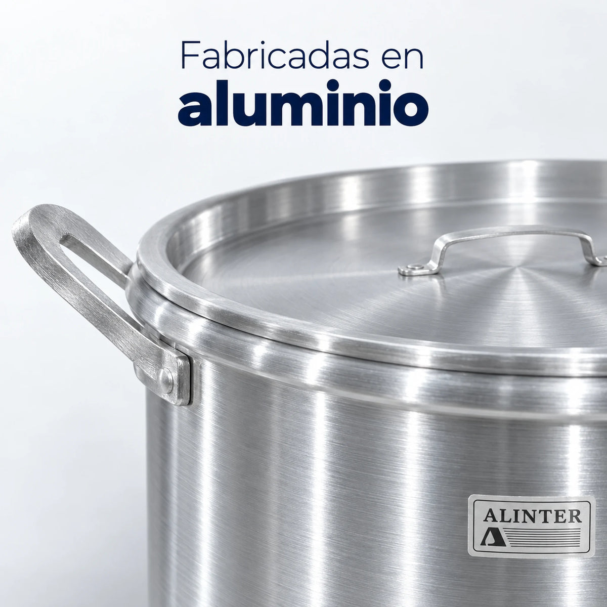 Detalle del aluminio de las ollas Alinter