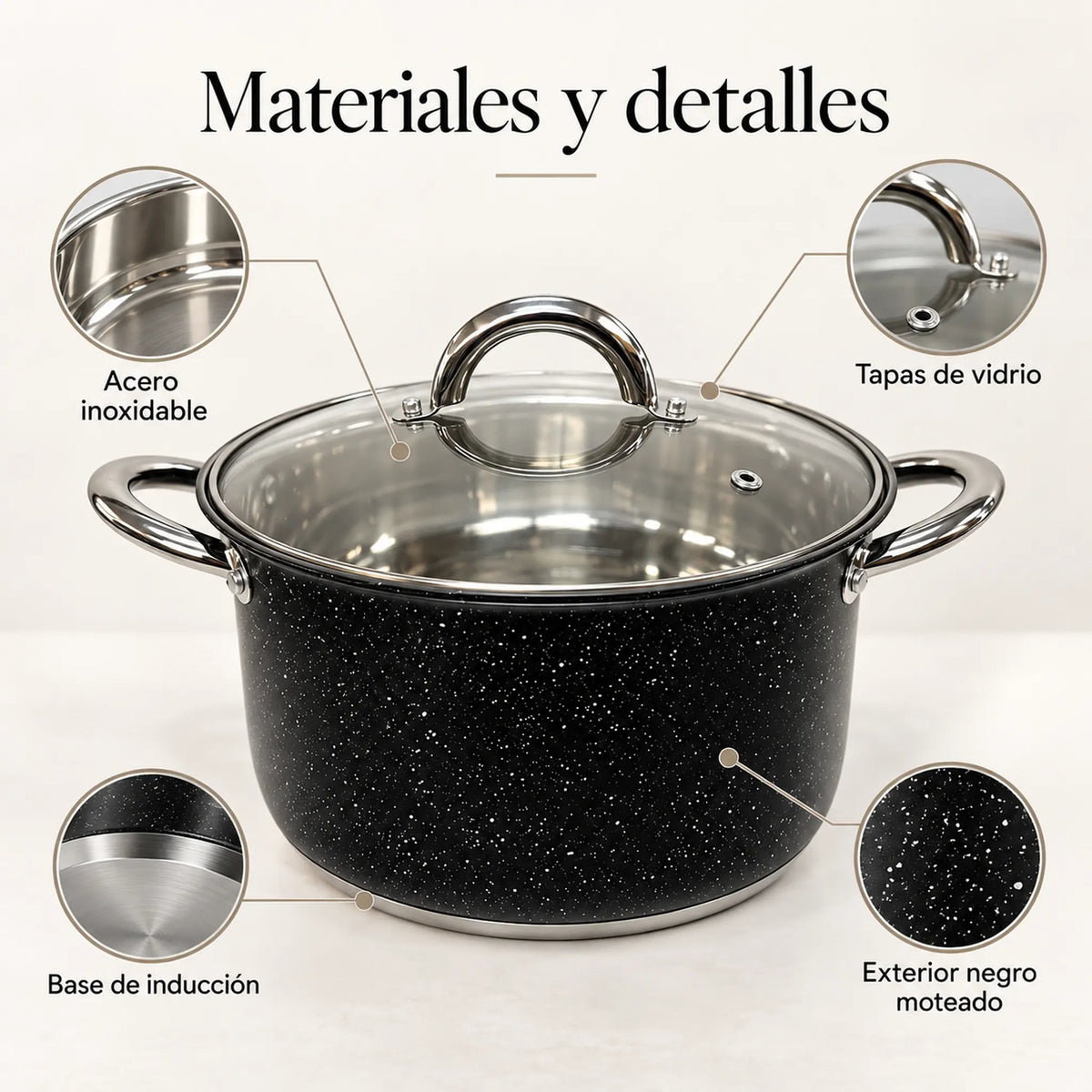 Materiales y detalles de construcción de la batería de cocina Epicure Granite