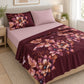 Juego de sábanas 4 piezas estampado color vino con flores – capas del juego de sábanas