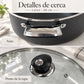 Asas laterales y pomo de la tapa de vidrio de la olla Lotus de 38 cm
