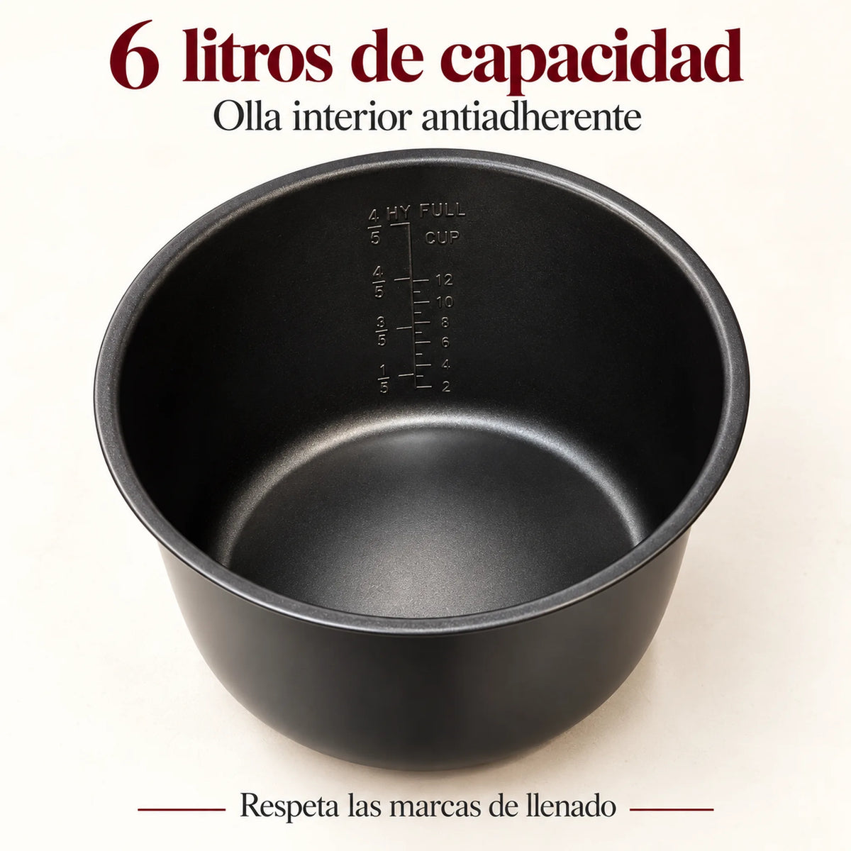 Olla de presión eléctrica multifuncional 6 en 1 de 6 litros – olla interior antiadherente de 6 litros