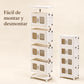 Montaje y desmontaje de los niveles del organizador modular de plástico