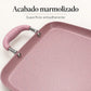 Detalle de la textura marmolizada de la plancha ROCA en color Rosa Marmoleado