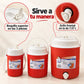 Set de 3 termos para líquidos color rojo – boquillas y grifo para servir