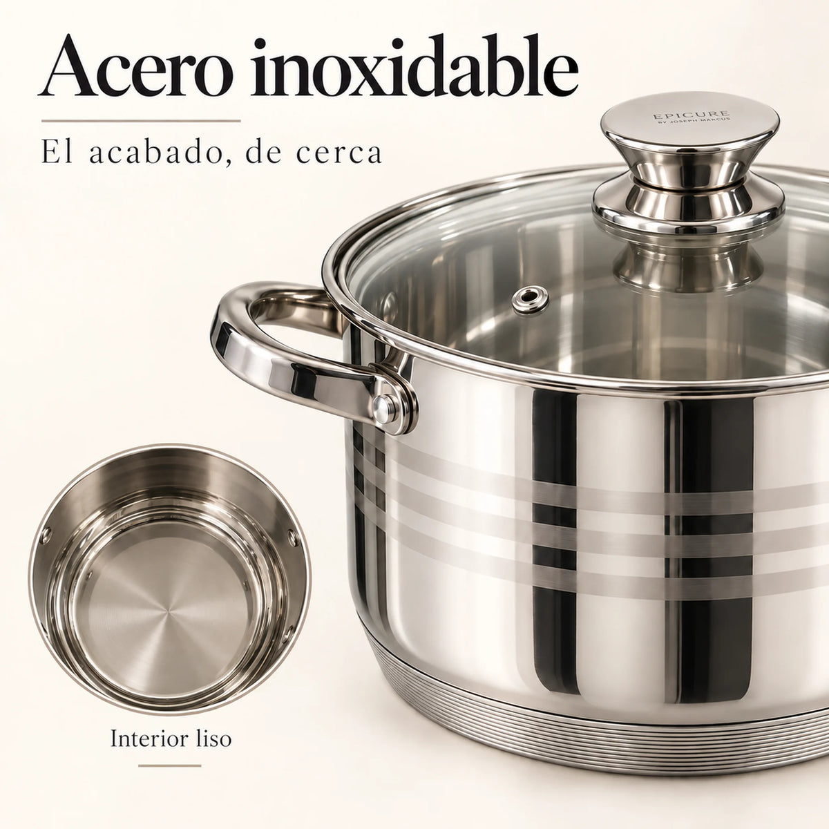 Acabado en acero inoxidable de la batería de cocina Toscana Epicure