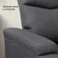 Detalle del tapizado suave y acolchado del sillón reclinable en gris