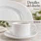 Detalle del diseño Blanco Clásico de la vajilla de porcelana Lotus