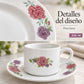 Detalle del diseño Peonías Románticas de la vajilla de porcelana Lotus