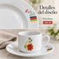 Detalle del diseño Tulipán Lineal de la vajilla de porcelana Lotus