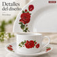 Detalle del diseño Rosa Imperial de la vajilla de porcelana Lotus