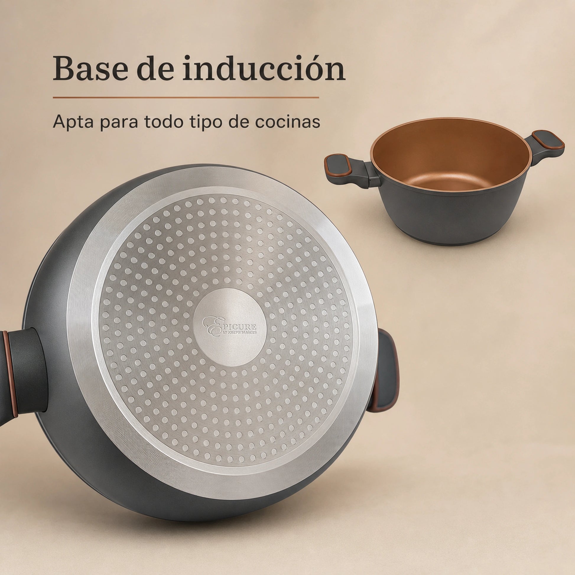 Base apta para inducción y todo tipo de cocinas de la batería MODERN Collection