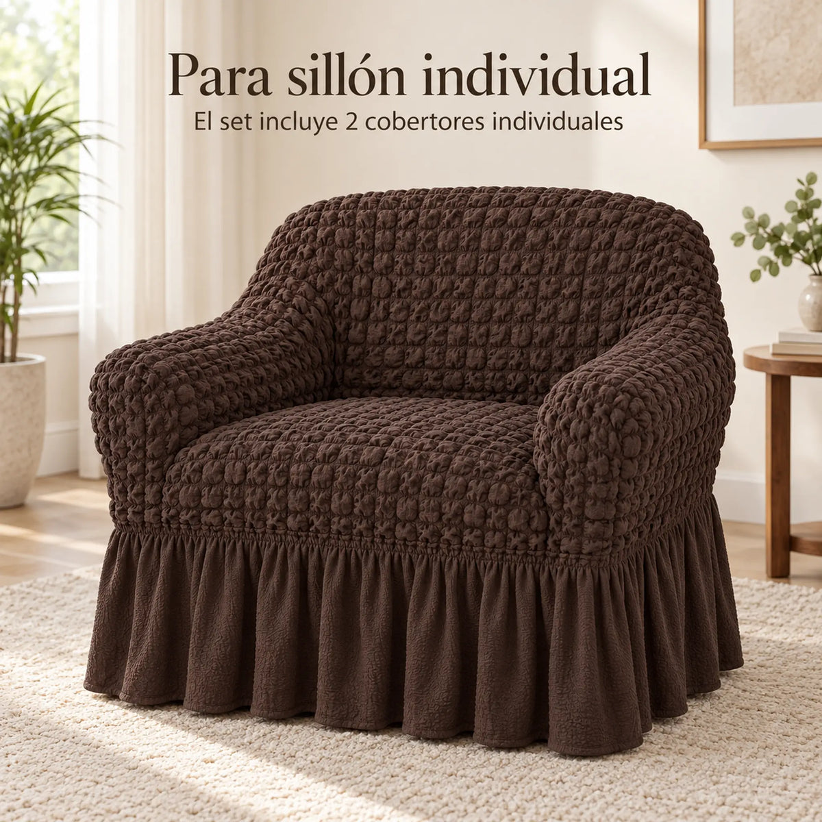 Set de cobertores Versalles color Chocolate, cobertor de sillón individual