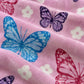 Frazada estampada afelpada 200 x 240 cm, diseño Mariposas Rosa – textura afelpada