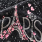 Frazada estampada afelpada 200 x 240 cm, diseño París Negro – textura afelpada