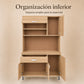 Almacenamiento inferior del gabinete de cocina grande en Madera Beige