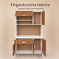 Almacenamiento inferior del gabinete de cocina grande en Blanco y Madera