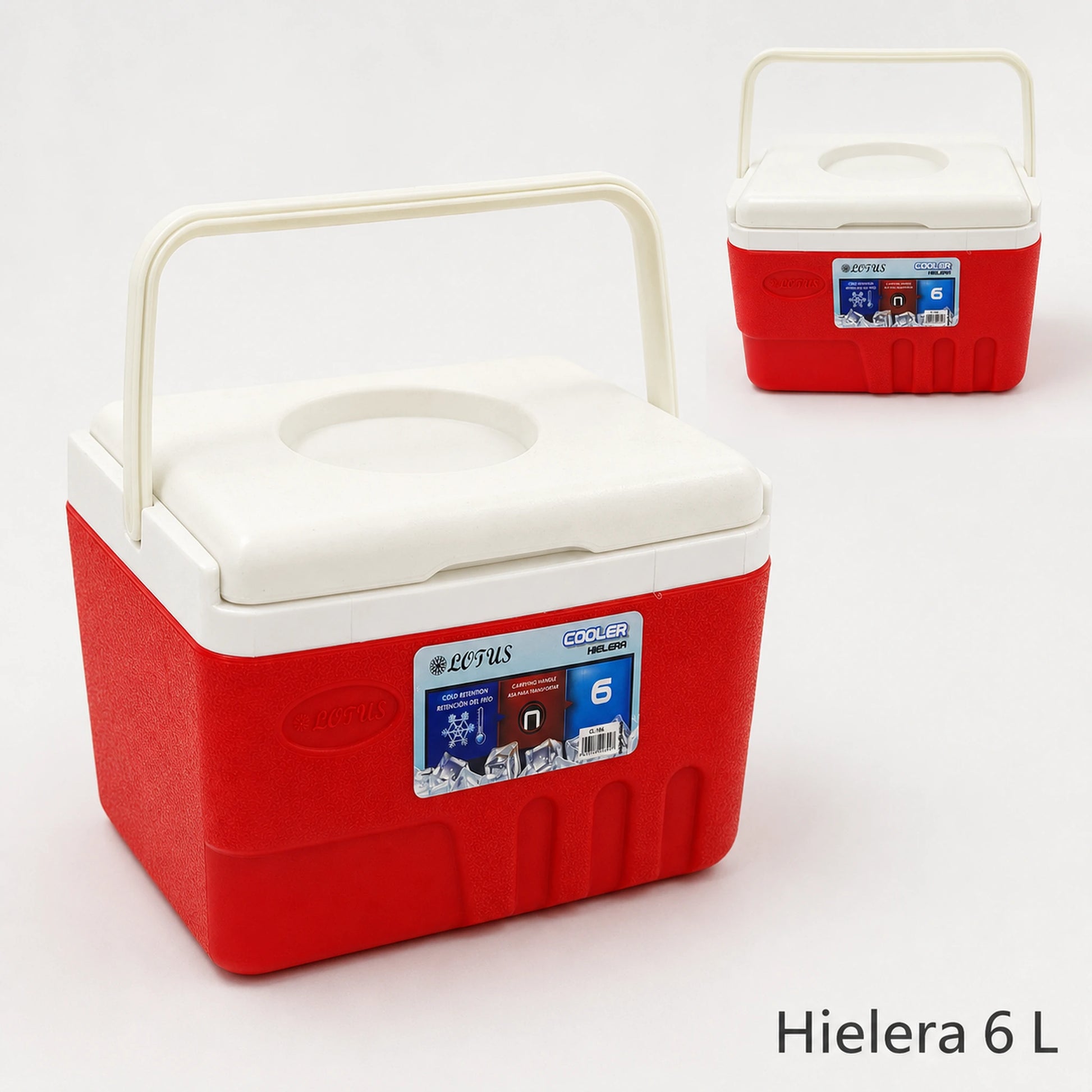 Hielera Lotus en rojo de 6 litros, compacta