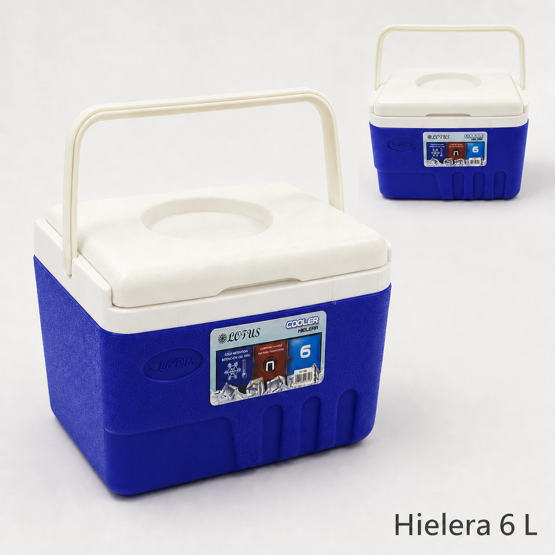 Hielera Lotus en azul de 6 litros, compacta