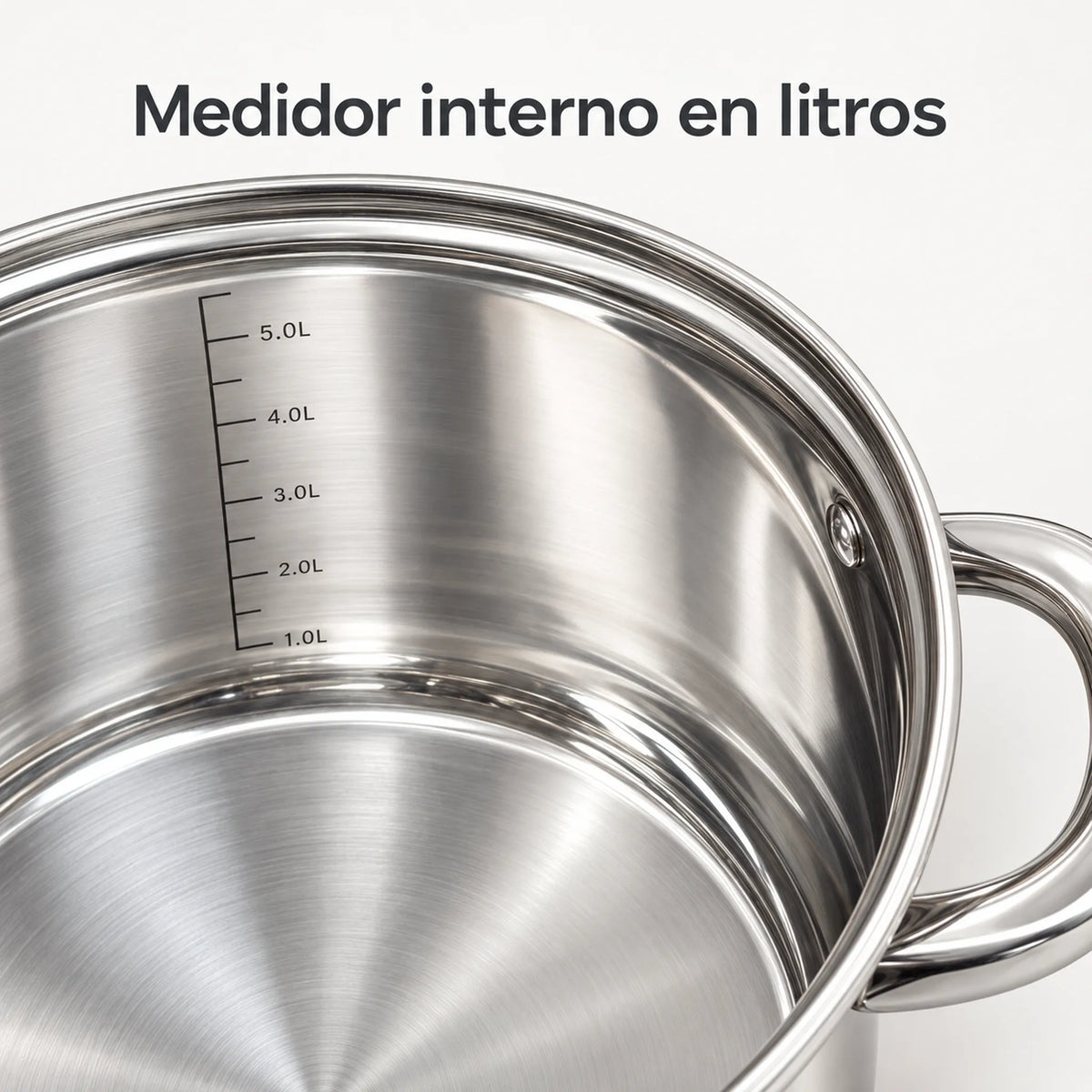 Medidor interno en litros de la olla de acero inoxidable Epicure