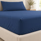 Forro ajustable liso con 2 sobrefundas bordadas, color Azul Navy – ajuste en la esquina del colchón