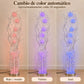 Lámpara de piso LED floral, diseño Espiral Floral Plateada – cambio de color automático rojo, violeta y azul