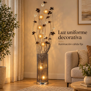 Lámpara de piso LED floral, diseño Rosas Bronce Cilíndrica – iluminación cálida fija